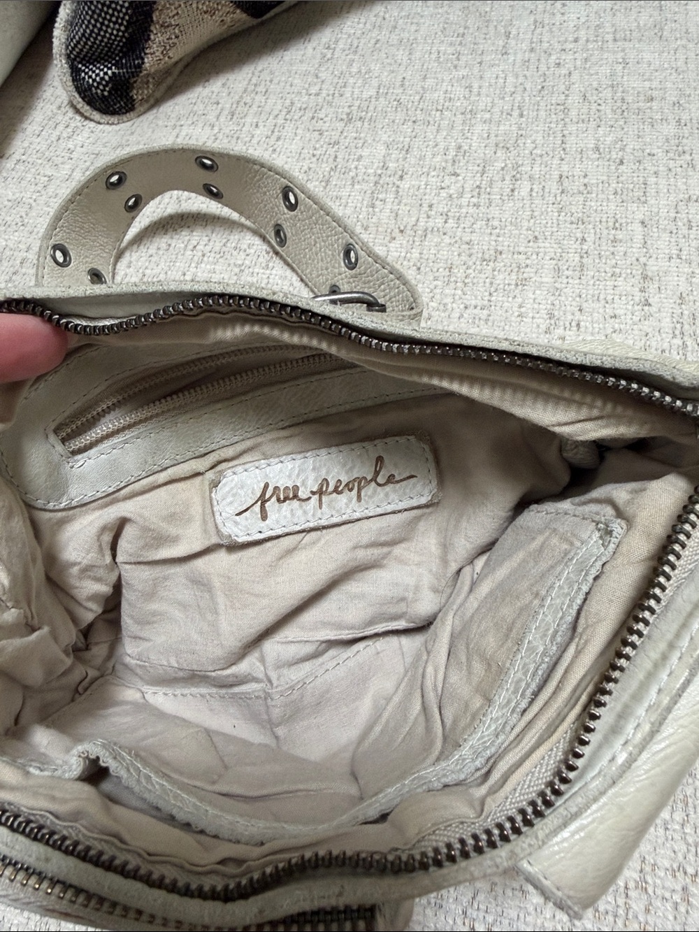 Free People Cream Leather Belt Bag with Grommet Strap - Picture 4 of 5